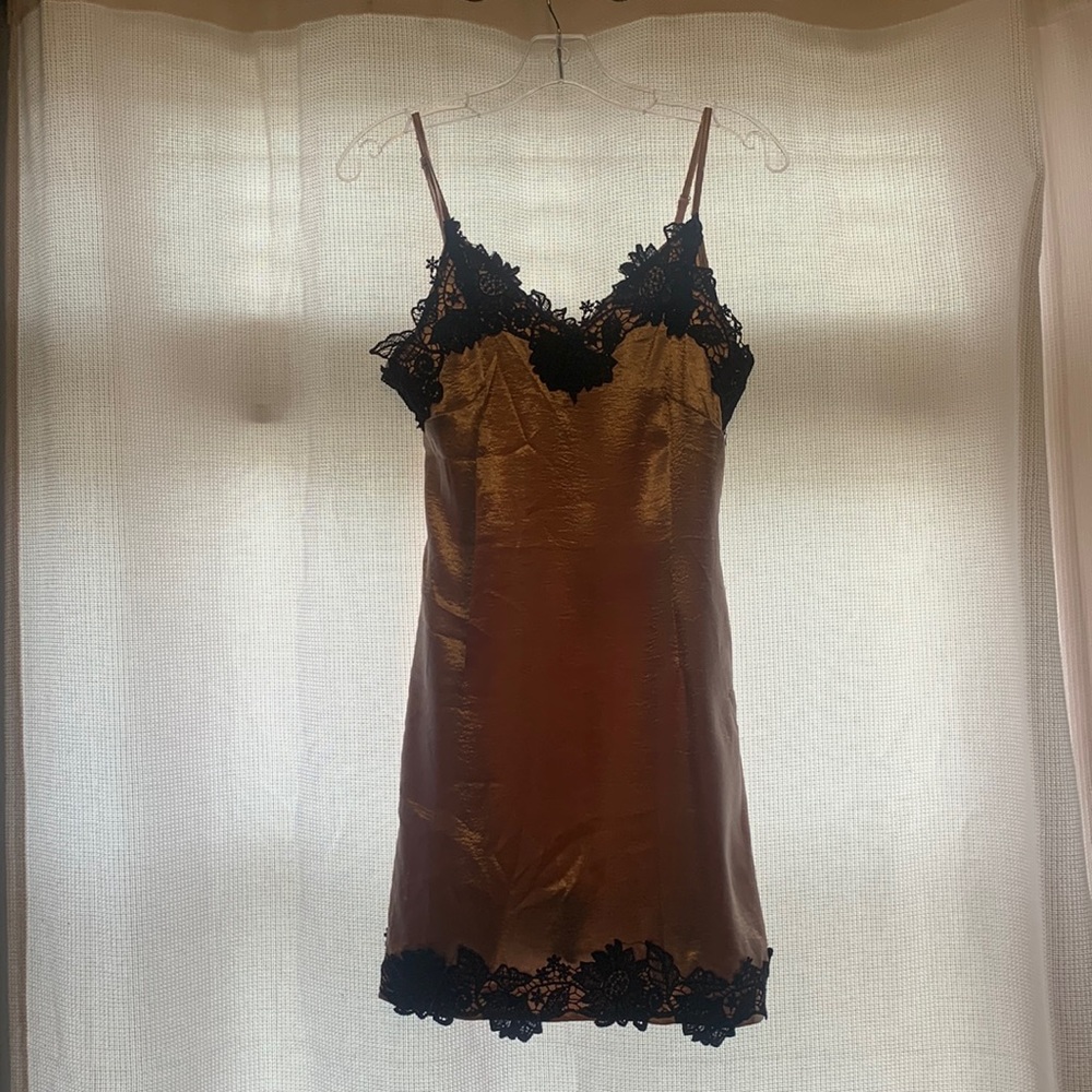 Pink with black lace dress